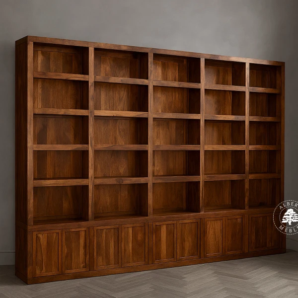 Nowoczesna Biblioteka na Wymiar z Litego Drewna