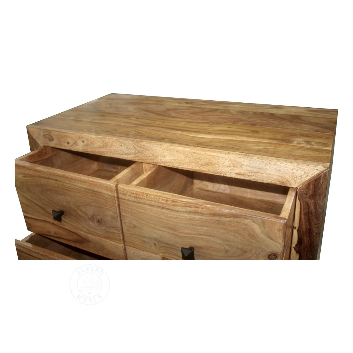 Wysoka komoda z drewna z pięcioma szufladami