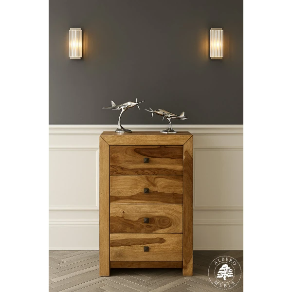 Wąska komoda drewniana z szufladami CUBE