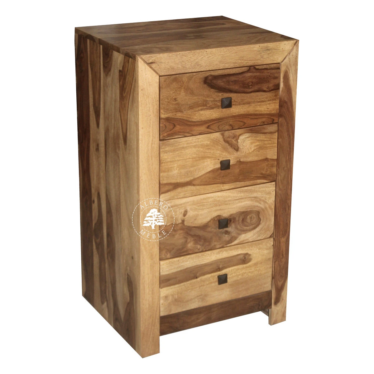 Wąska komoda drewniana z szufladami CUBE