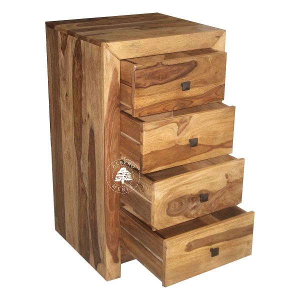 Wąska komoda drewniana z szufladami CUBE