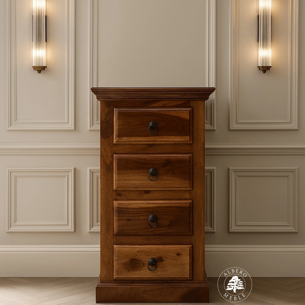 Mała komoda drewniana z szufladami do przedpokoju