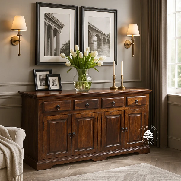 Kolonialna komoda z litego drewna