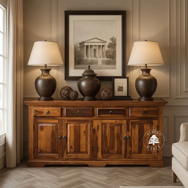 Kolonialna komoda z litego drewna