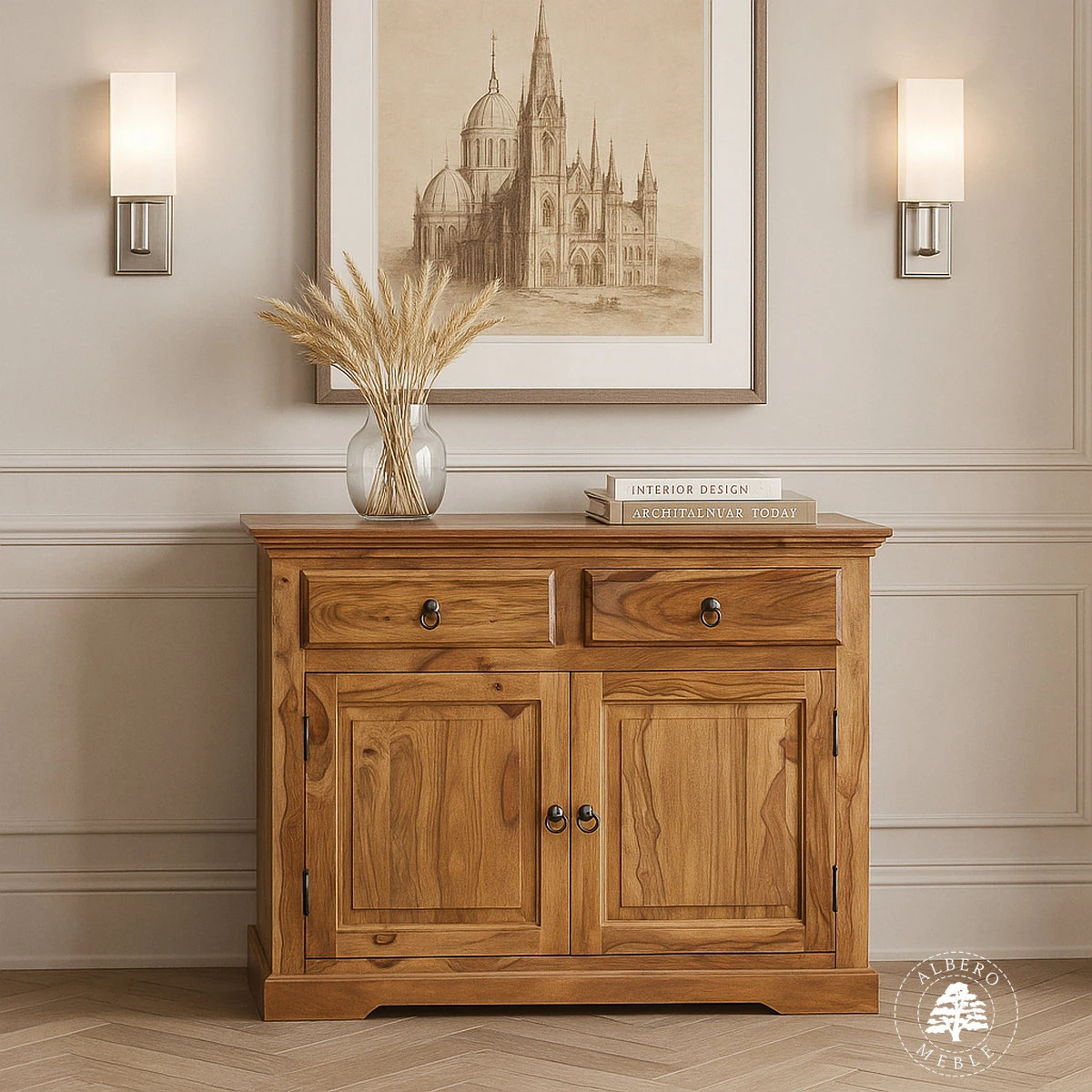 Tradycyjna komoda drewniana dwudrzwiowa