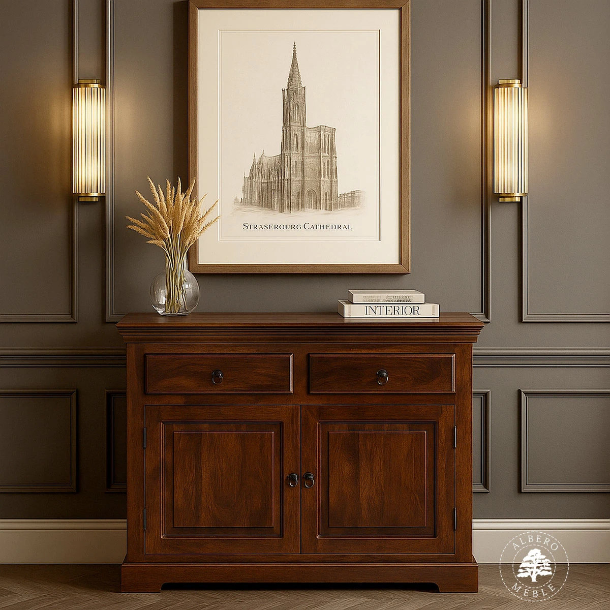 Tradycyjna komoda drewniana dwudrzwiowa