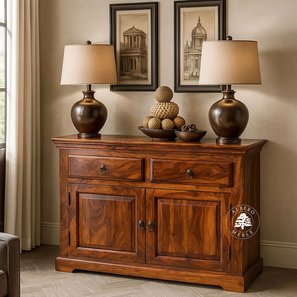 Tradycyjna komoda drewniana dwudrzwiowa