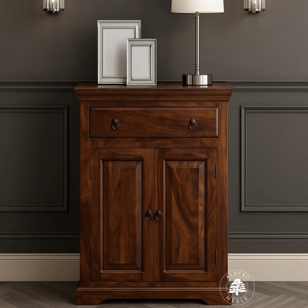 Stylowa komoda z drzwiczkami z naturalnego drewna