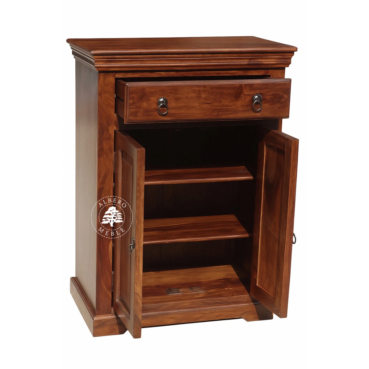 Stylowa komoda z drzwiczkami z naturalnego drewna