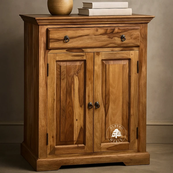 Stylowa komoda z drzwiczkami z naturalnego drewna