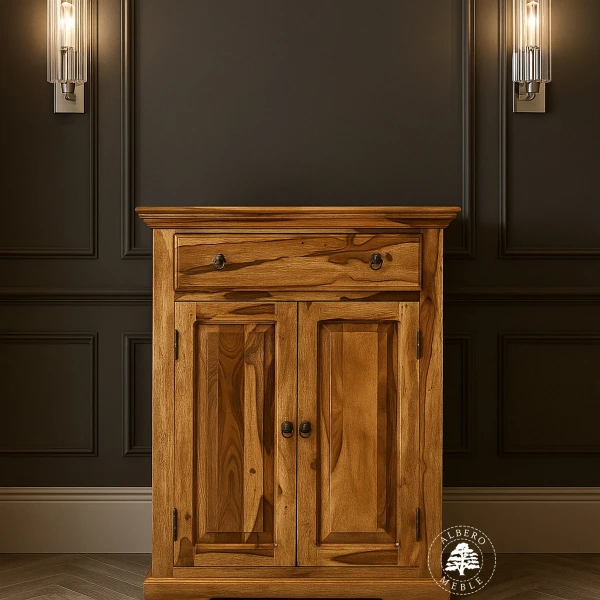 Stylowa komoda z drzwiczkami z naturalnego drewna