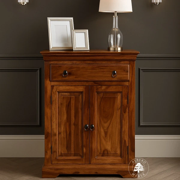 Stylowa komoda z drzwiczkami z naturalnego drewna