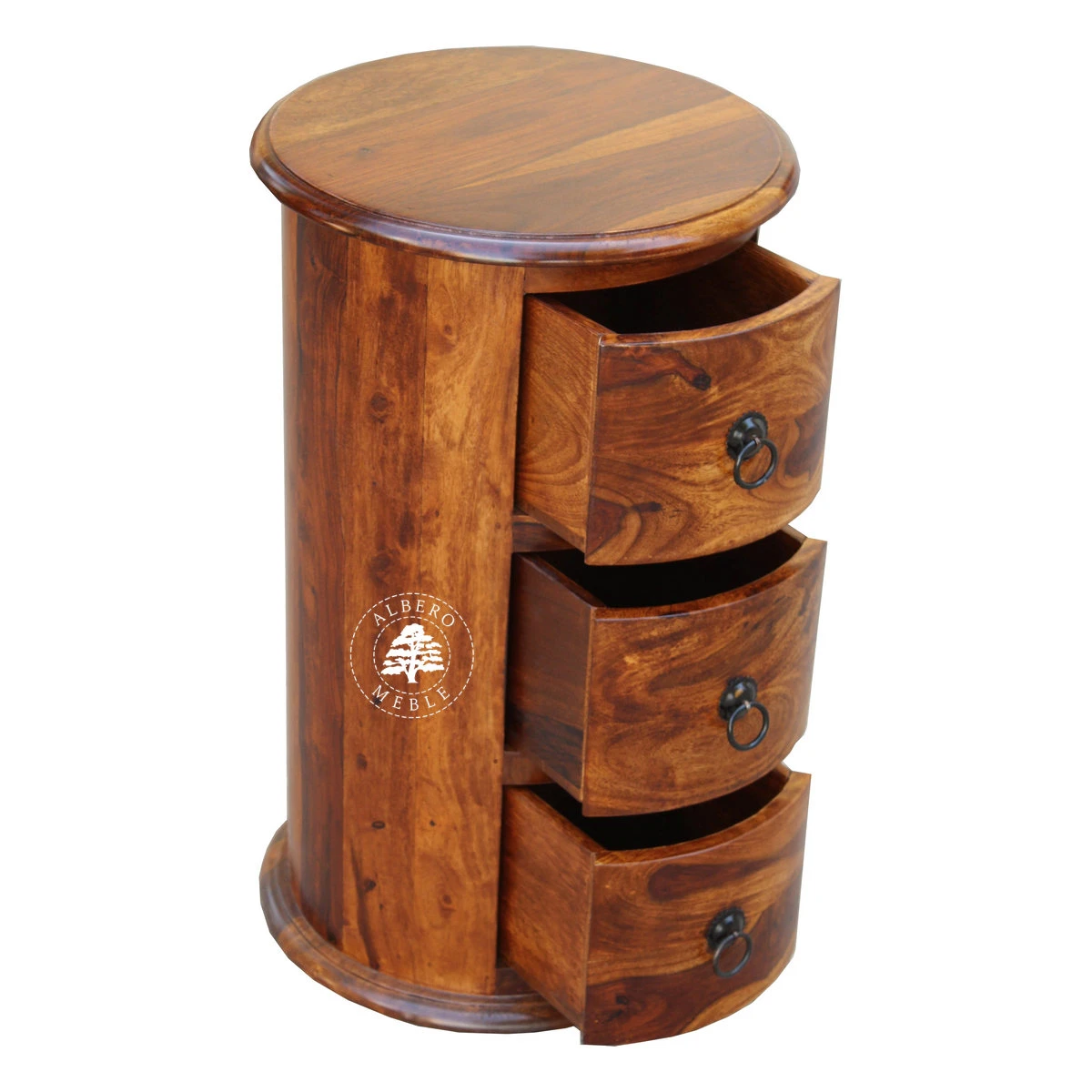 Okrągła komoda drewniana w stylu kolonialnym