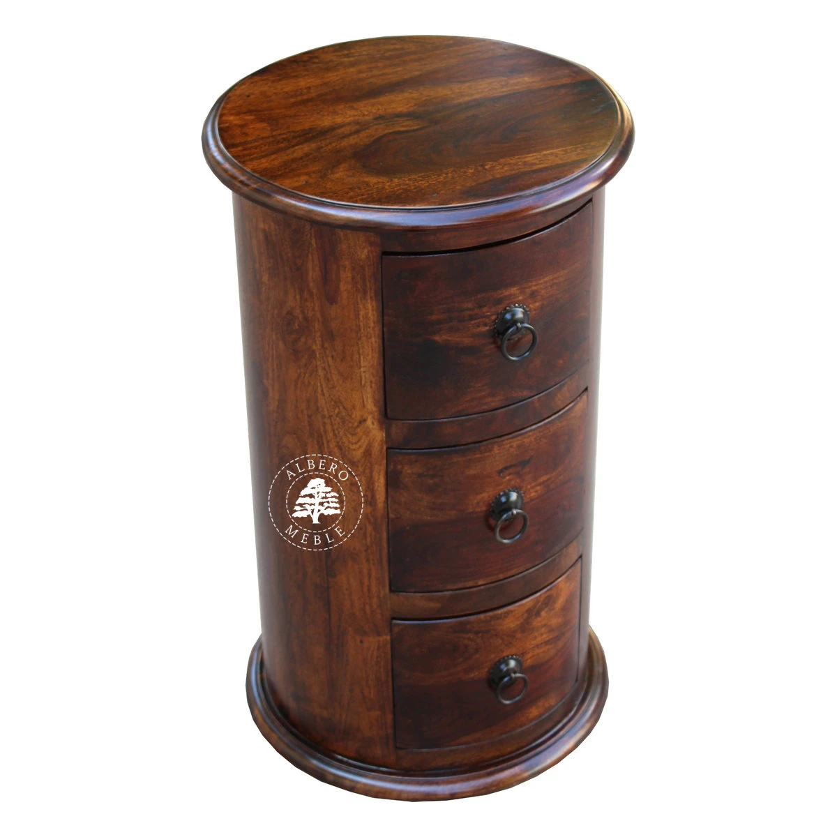 Okrągła komoda drewniana w stylu kolonialnym