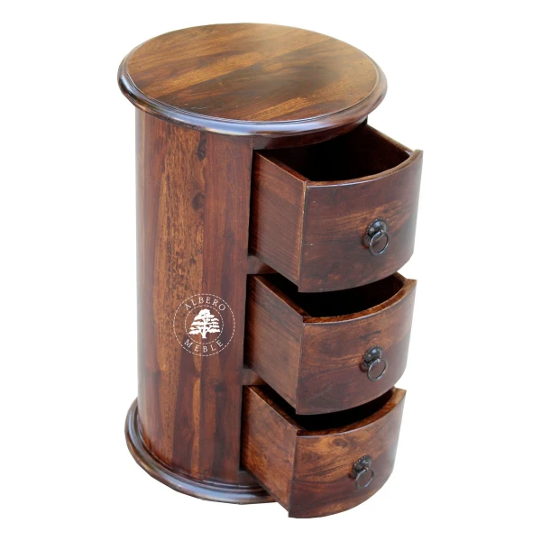 Okrągła komoda drewniana w stylu kolonialnym