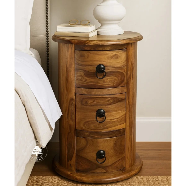 Okrągła komoda drewniana w stylu kolonialnym