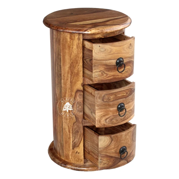 Okrągła komoda drewniana w stylu kolonialnym