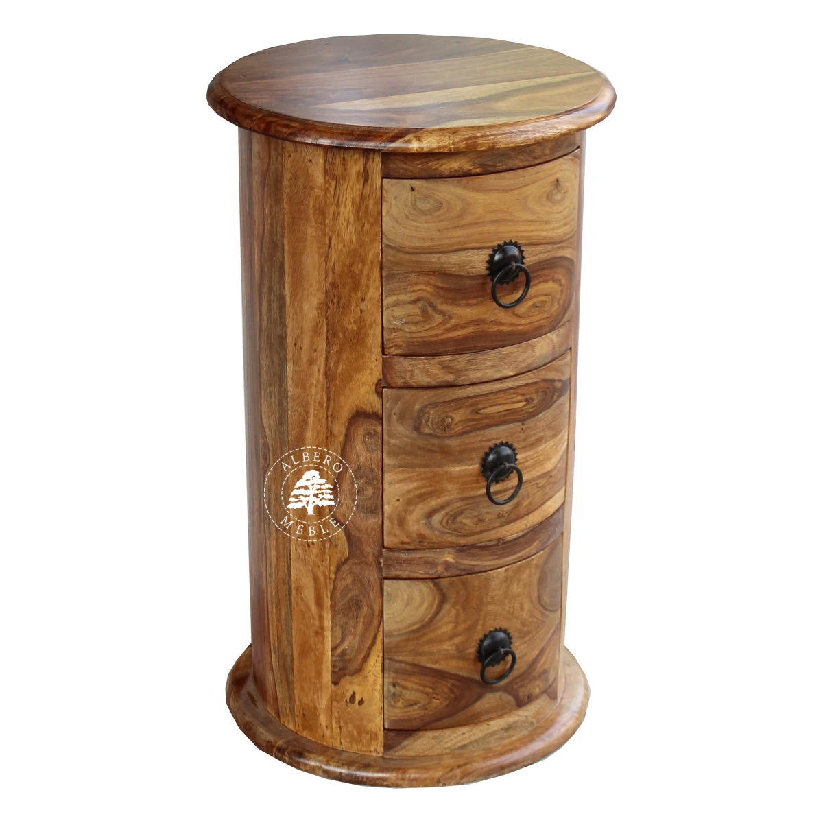 Okrągła komoda drewniana w stylu kolonialnym