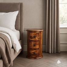 Okrągła komoda drewniana w stylu kolonialnym