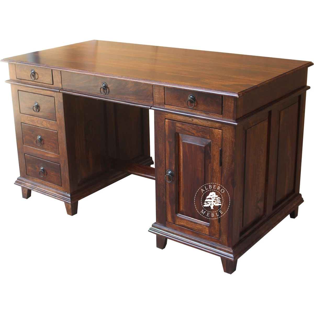 Stylowe duże biurko do gabinetu wykonane z drewna litego pa