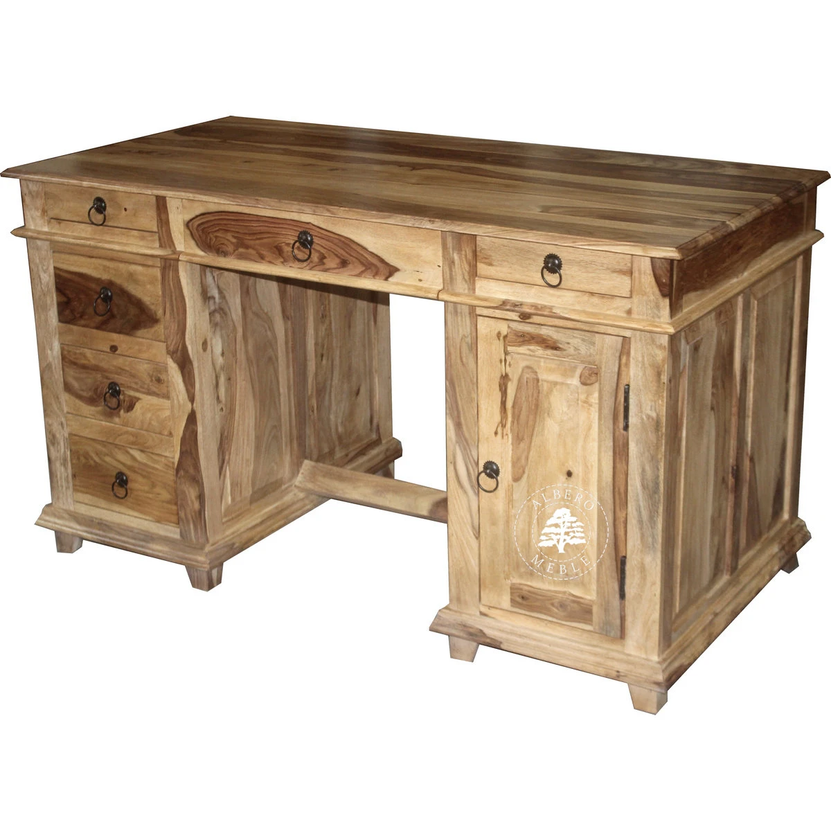 Stylowe duże biurko do gabinetu wykonane z drewna litego pa