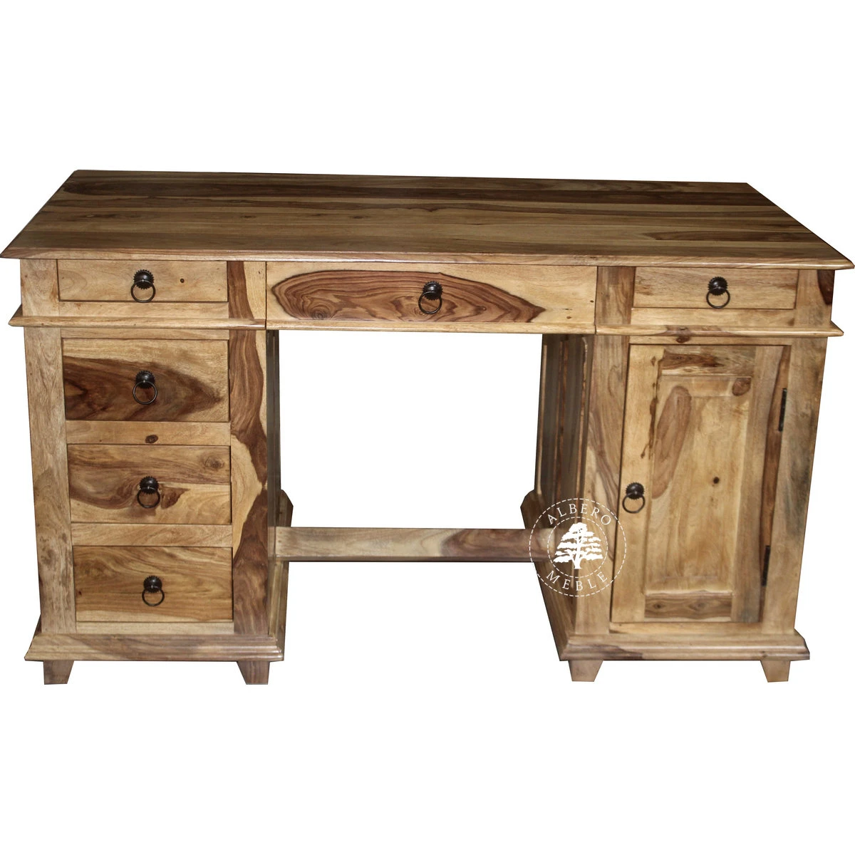 Stylowe duże biurko do gabinetu wykonane z drewna litego pa