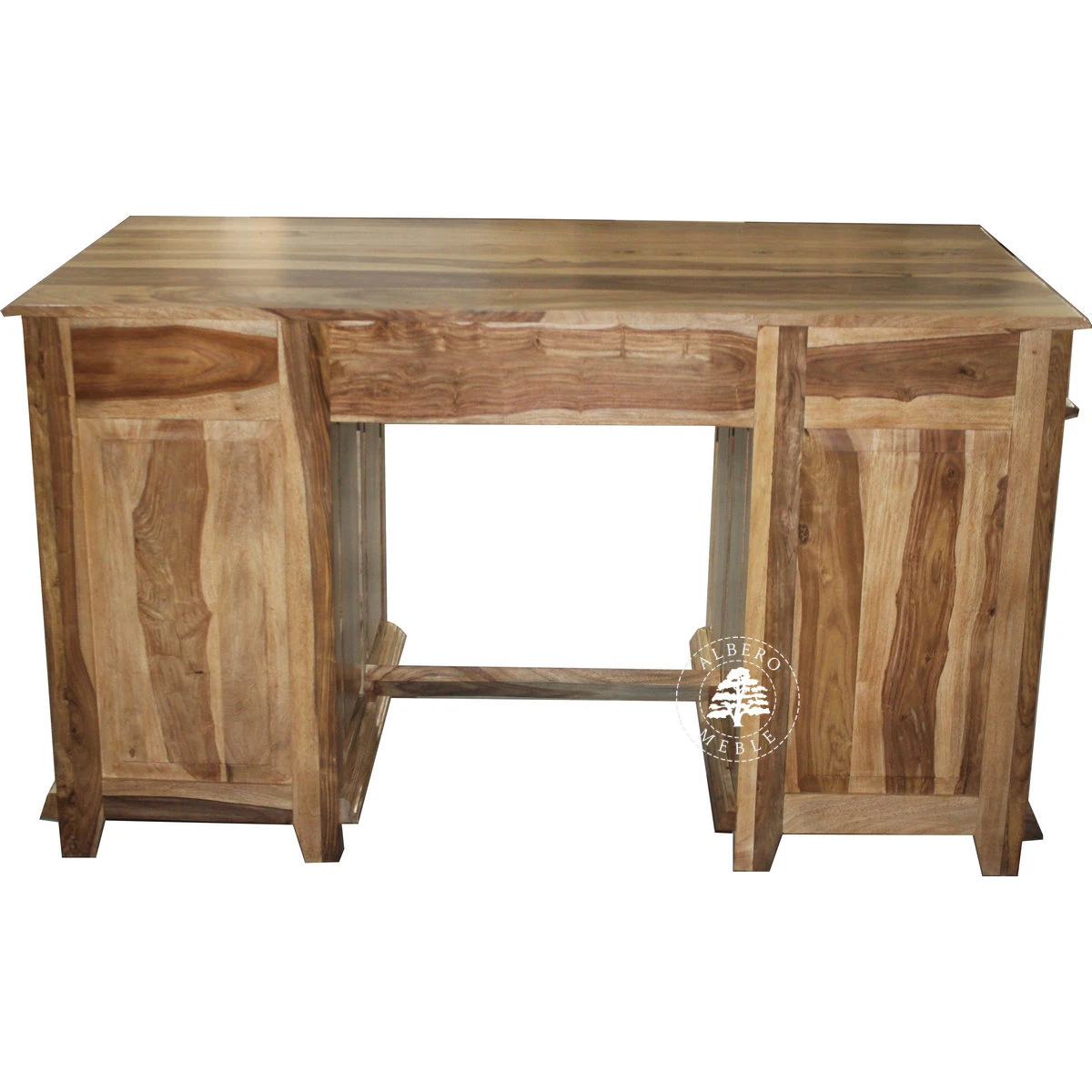 Stylowe duże biurko do gabinetu wykonane z drewna litego pa