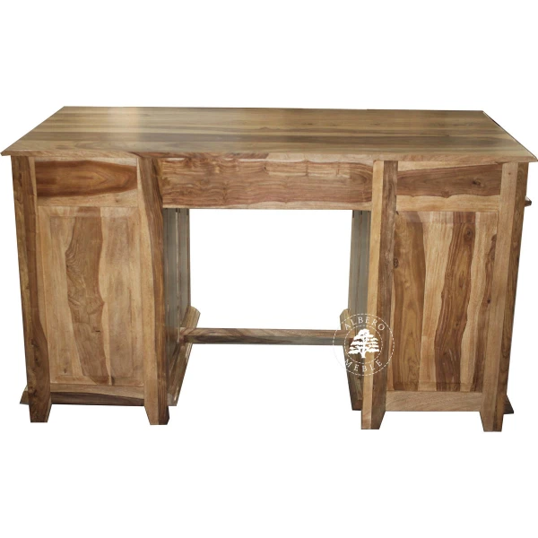 Stylowe duże biurko do gabinetu wykonane z drewna litego pa