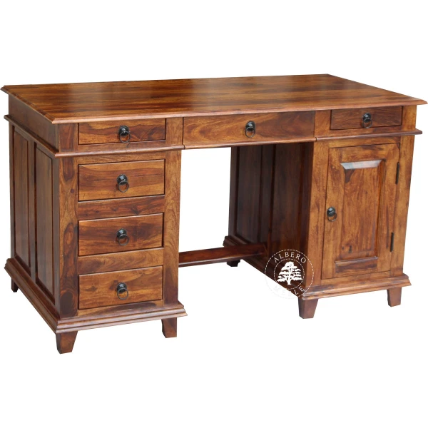 Stylowe duże biurko do gabinetu wykonane z drewna litego pa