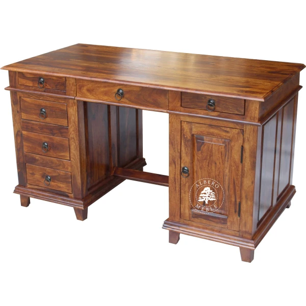 Stylowe duże biurko do gabinetu wykonane z drewna litego pa