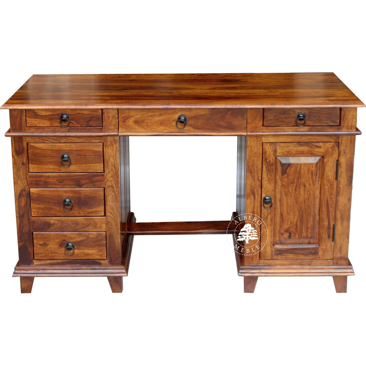 Stylowe duże biurko do gabinetu wykonane z drewna litego pa