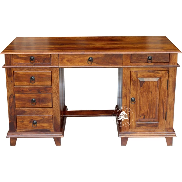 Stylowe duże biurko do gabinetu wykonane z drewna litego pa