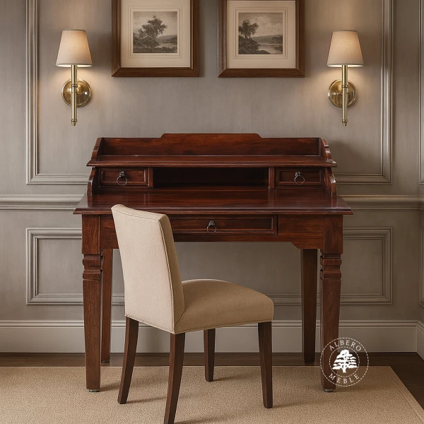 Stylowy sekretarzyk z drewna litego palisander indyjski