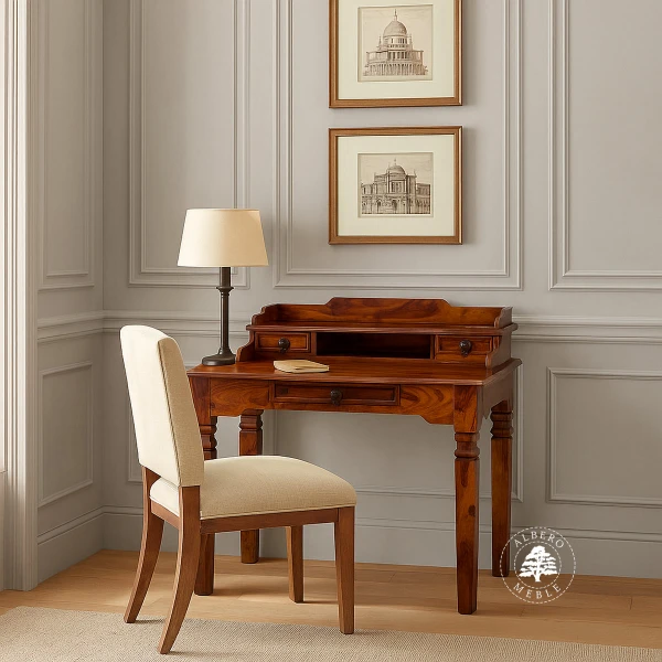 Stylowy sekretarzyk z drewna litego palisander indyjski