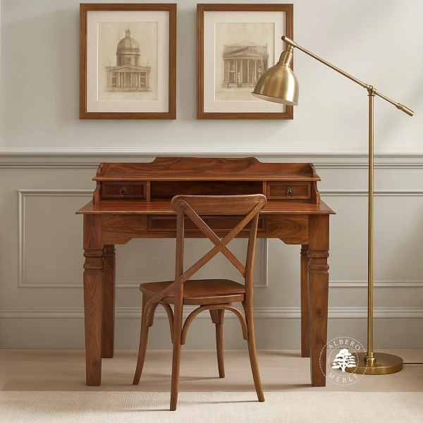 Stylowy sekretarzyk z drewna litego palisander indyjski