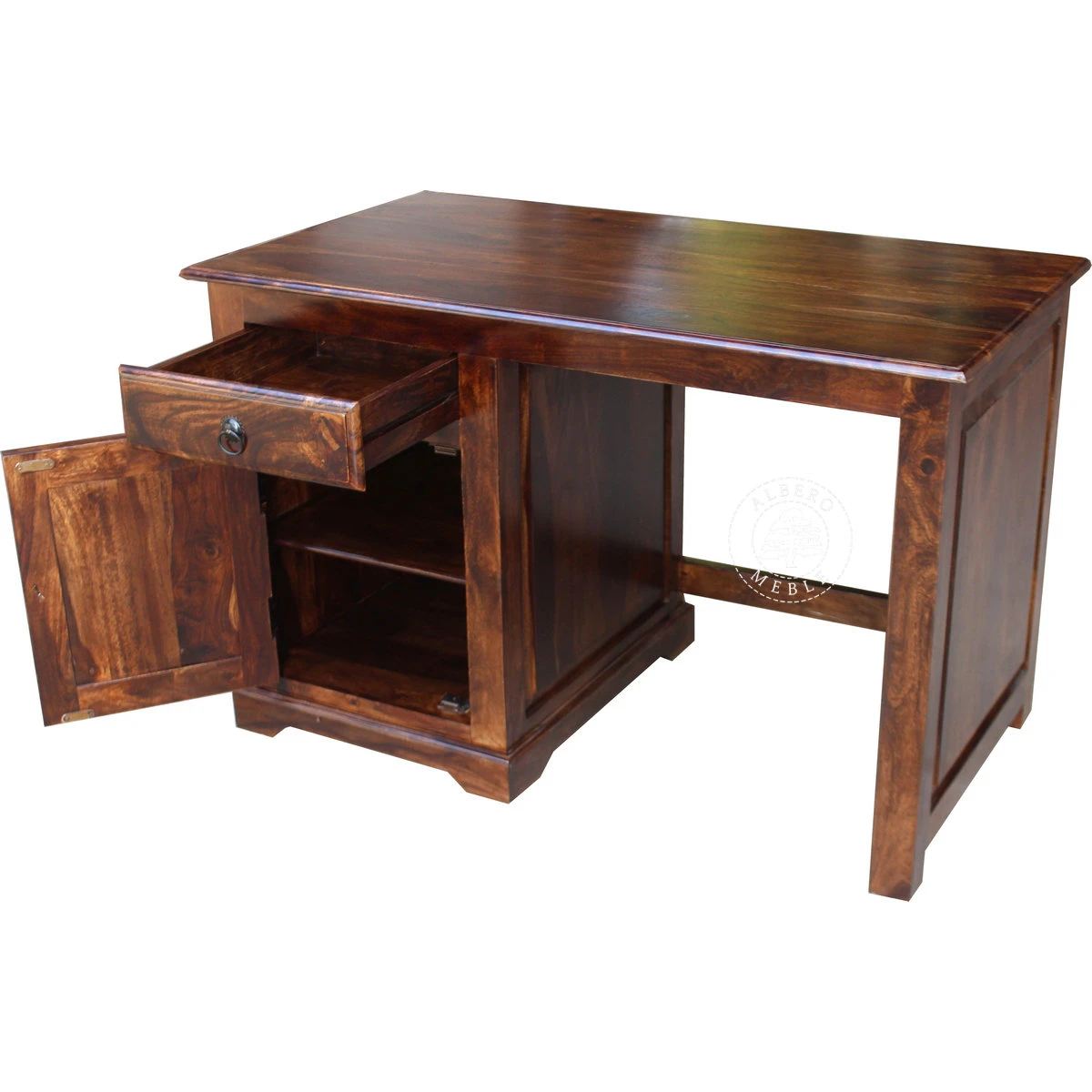 Kolonialne biurko z litego drewna palisander