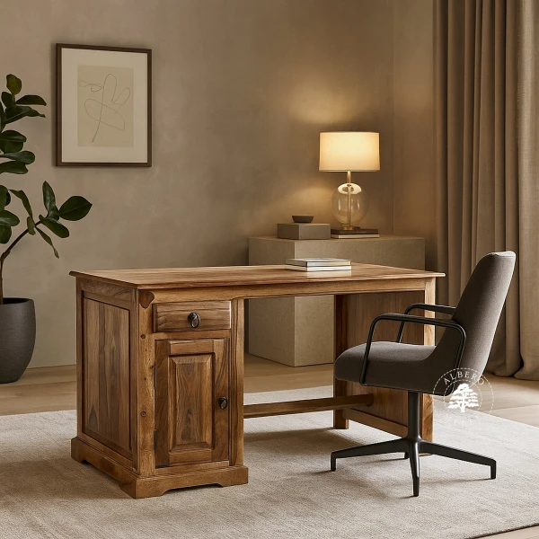 Kolonialne biurko z litego drewna palisander