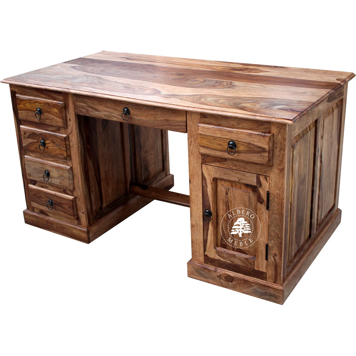 Duże biurko gabinetowe z drewna litego palisander