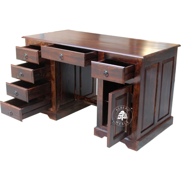 Duże biurko gabinetowe z drewna litego palisander