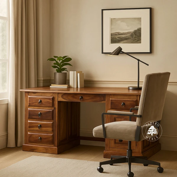 Duże biurko gabinetowe z drewna litego palisander