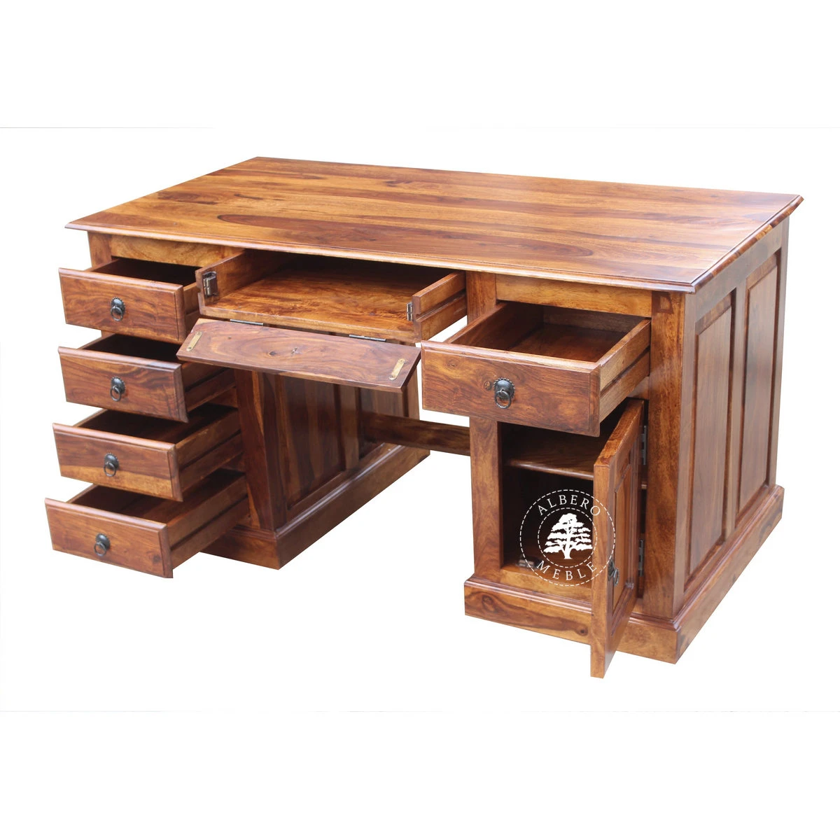 Duże biurko gabinetowe z drewna litego palisander