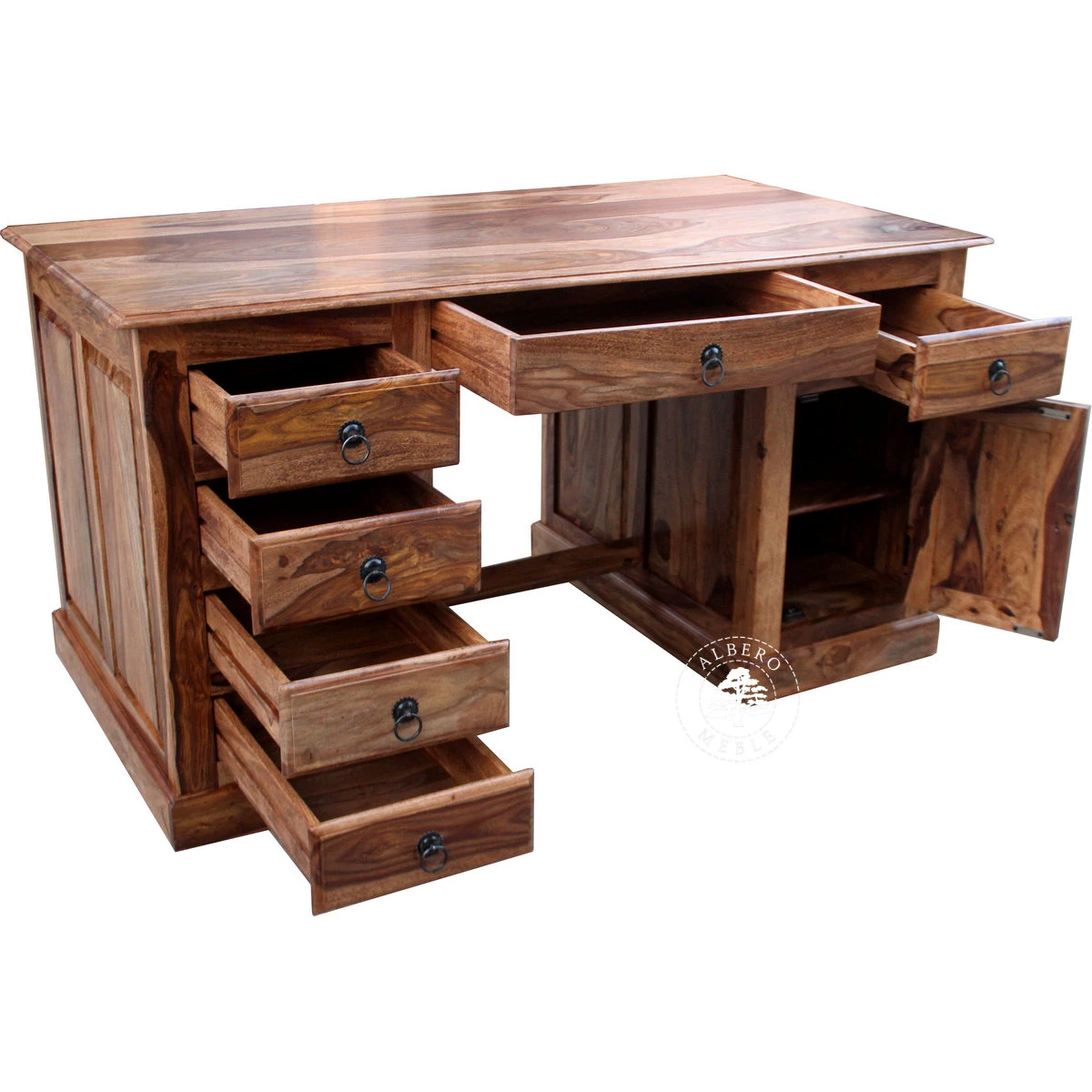 Duże biurko gabinetowe z drewna litego palisander