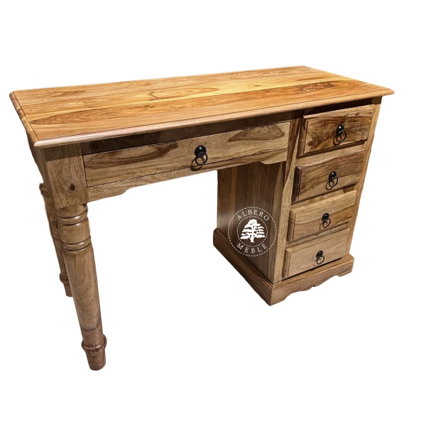 Oryginalne stylowe małe biurko na toczonych nogach z drewna