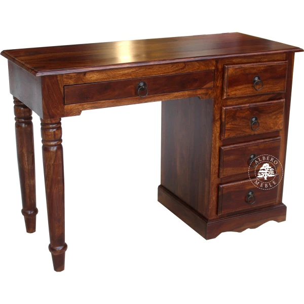 Oryginalne stylowe małe biurko na toczonych nogach z drewna