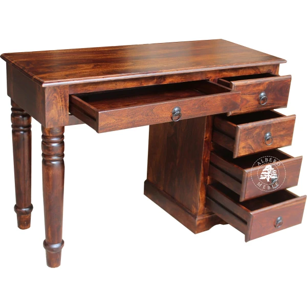 Oryginalne stylowe małe biurko na toczonych nogach z drewna