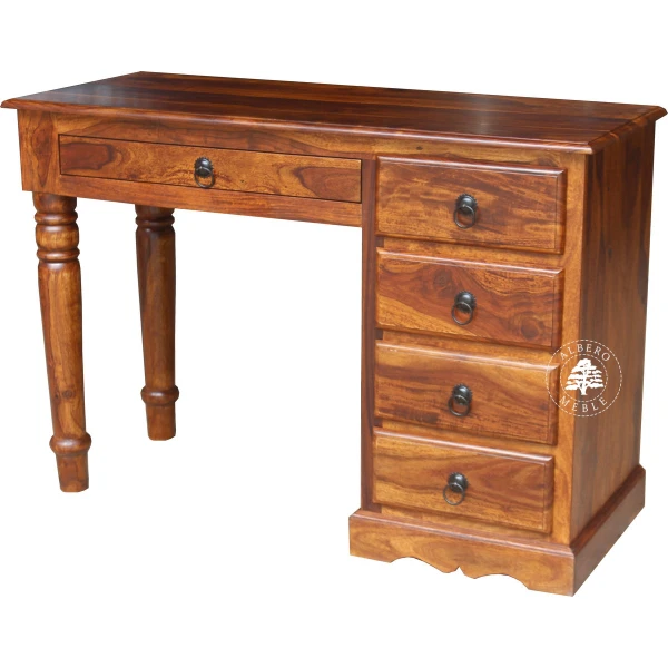 Oryginalne stylowe małe biurko na toczonych nogach z drewna