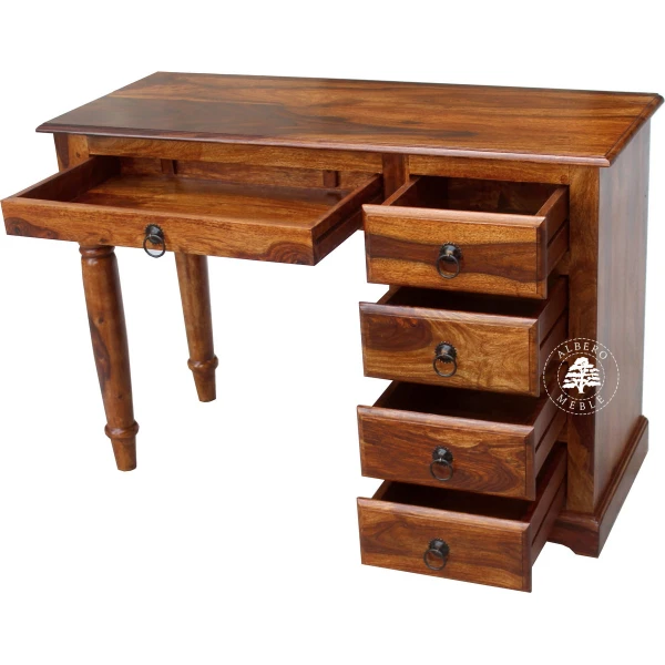 Oryginalne stylowe małe biurko na toczonych nogach z drewna