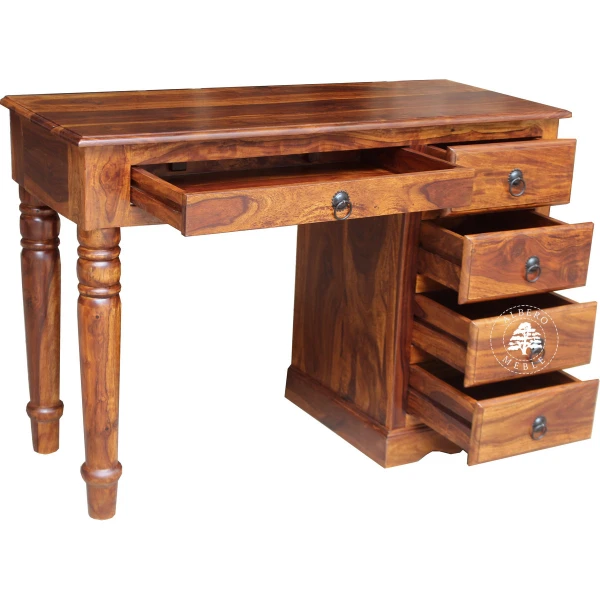 Oryginalne stylowe małe biurko na toczonych nogach z drewna