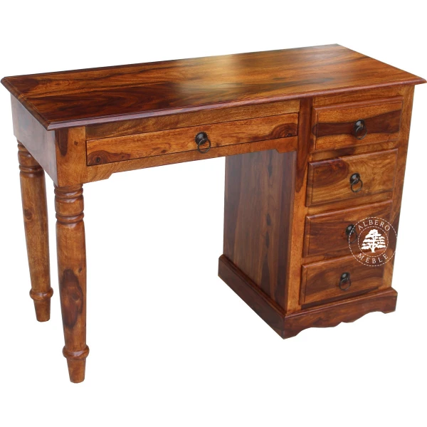 Oryginalne stylowe małe biurko na toczonych nogach z drewna