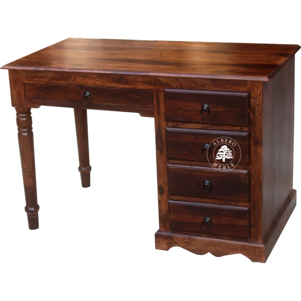 Tradycyjne kolonialne biurko z litego drewna palisander